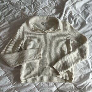 White Creme Collared Sweater